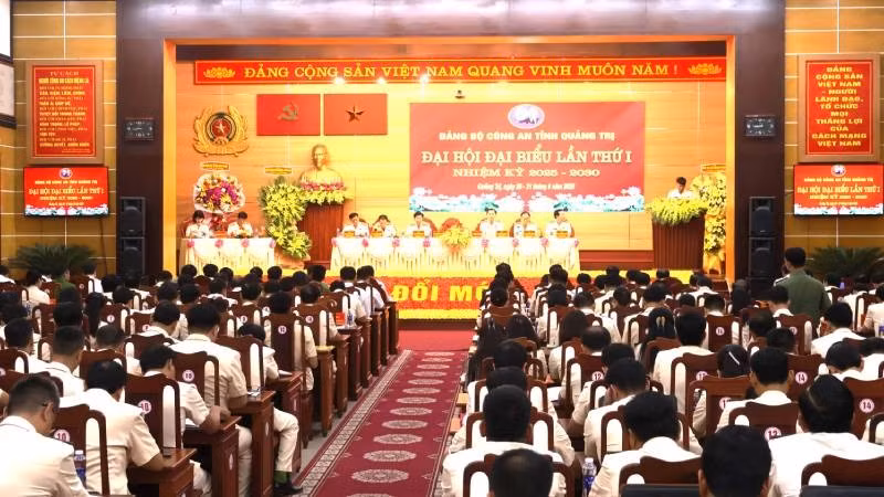 Quang cảnh Đại hội đại biểu Đảng bộ Công an tỉnh Quảng Trị lần thứ I, nhiệm kỳ 2025-2030.