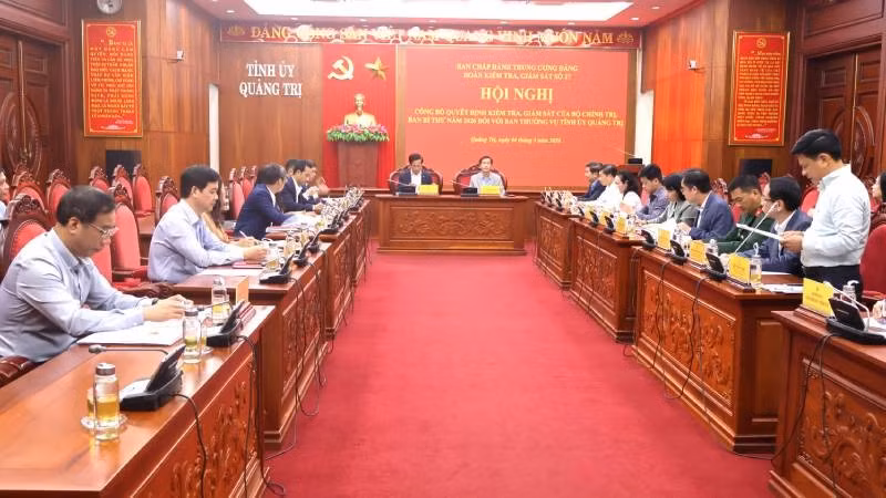 Hội nghị công bố quyết định kiểm tra, giám sát năm 2026 đối với Ban Thường vụ Tỉnh ủy Quảng Trị.