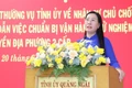 Đồng chí Bùi Thị Quỳnh Vân, Bí thư Tỉnh ủy, Chủ tịch Hội đồng nhân dân tỉnh Quảng Ngãi phát biểu tại hội nghị.
