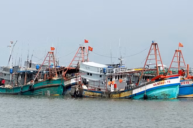 Ba tàu cá có dấu hiệu vi phạm IUU. (Ảnh: Cảnh sát biển cung cấp) 
