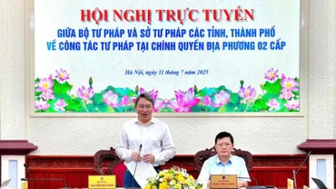 Bộ trưởng Tư pháp Nguyễn Hải Ninh phát biểu tại hội nghị. (Ảnh: TL)