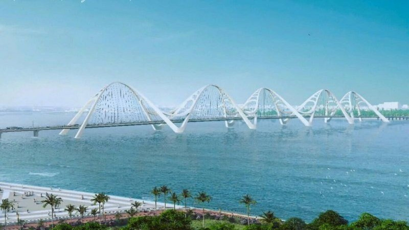 Phối cảnh phương án cầu vượt vịnh Rạch Giá.