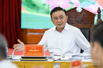 Thường trực Ban Bí thư Trần Cẩm Tú, Bí thư Đảng ủy các cơ quan Đảng Trung ương phát biểu tại hội nghị. (Ảnh: DUY LINH) 