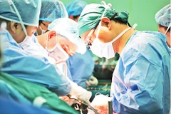 Các bác sĩ phẫu thuật ghép gan cho người bệnh.
