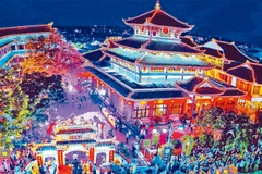 Miếu bà Chúa xứ Núi Sam trong mùa lễ hội.