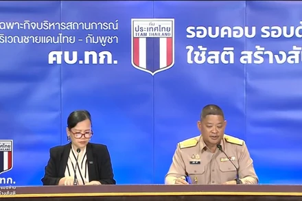 Phó Phát ngôn viên Bộ Ngoại giao Maratee Nalita Andamo thông tin về siết chặt quản lý qua lại tại biên giới với Campuchia. (Ảnh: Chụp màn hình)