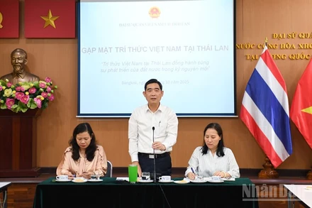 Đại sứ Việt Nam tại Thái Lan Phạm Việt Hùng nêu bật vai trò quan trọng của đội ngũ trí thức kiều bào. (Ảnh: XUÂN SƠN)