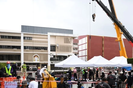 Trụ sở cảnh sát quận Samsen sẽ bị phá bỏ do không an toàn khi đưa vào sử dụng lại. (Ảnh: XUÂN SƠN)