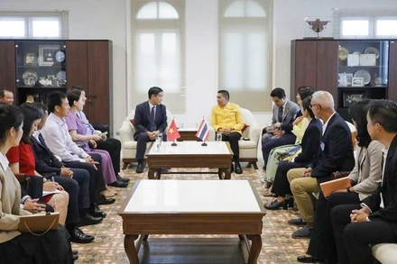 Cuộc gặp giữa Đại sứ Phạm Việt Hùng (bên trái) và Tỉnh trưởng Phuket Sophon Suwannarat (bên phải). (Ảnh: ĐẠI SỨ QUÁN VIỆT NAM TẠI THÁI LAN)