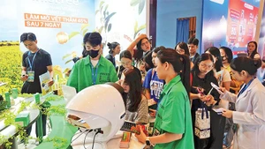 Không gian sự kiện Korea Travel Festa 2025 thu hút hàng nghìn lượt khách với các hoạt động tư vấn du lịch và văn hóa. (Ảnh MẠNH HẢO)