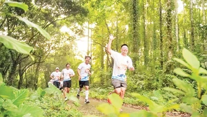 Nhiều người trẻ hào hứng tham gia chương trình Chạy bộ giữa rừng Cúc Phương. Nguồn: WWF-Việt Nam