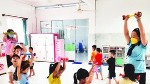 Giờ học của học sinh Trường mầm non Tuổi thơ 7, phường Xuân Hòa, Thành phố Hồ Chí Minh.