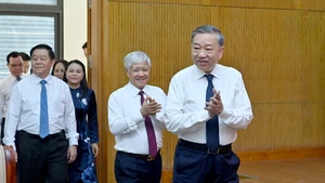 Tổng Bí thư Tô Lâm đến dự buổi làm việc với Đảng ủy Mặt trận Tổ quốc, các đoàn thể Trung ương.