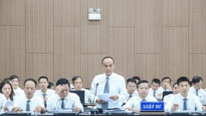 Luật sư bào chữa cho các bị cáo tại phiên tòa.