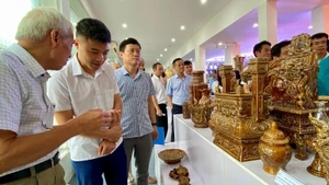 Các nghệ nhân, chuyên gia trao đổi về phương hướng phát triển sản phẩm làng nghề truyền thống. (Ảnh: NGUYÊN TRANG)