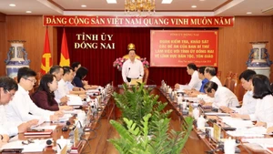 Quang cảnh buổi làm việc của Đoàn công tác Trung ương với Tỉnh ủy Đồng Nai.