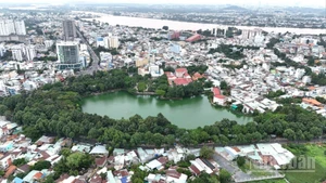 Toàn cảnh công viên Biên Hùng hiện hữu, chuẩn bị mở rộng lên gần 9ha.