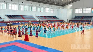 Một tiết mục đồng diễn dân vũ. 