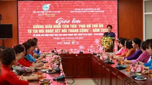Tổng Biên tập Báo Phụ nữ Thủ đô Lê Quỳnh Trang phát biểu tại Hội nghị.