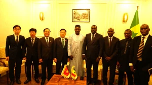 Phó Thủ tướng Lê Thành Long và Bộ trưởng Bộ Thủy lợi và Nước sạch Senegal cùng các thành viên hai nước dự cuộc làm việc.