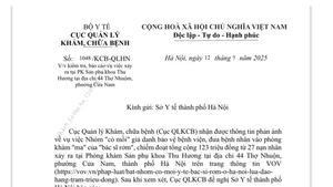 Cục Quản lý Khám, chữa bệnh (Bộ Y tế) có văn bản gửi Sở Y tế Thành phố Hà Nội về việc kiểm tra, báo cáo vụ việc xảy ra tại Phòng khám Sản phụ khoa Thu Hương tại địa chỉ 44 Thợ Nhuộm, phường Cửa Nam, Hà Nội.