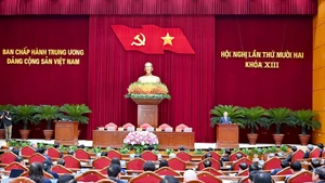 Phiên bế mạc Hội nghị lần thứ 12 Ban Chấp hành Trung ương Đảng khóa XIII. (Ảnh: ĐĂNG KHOA)