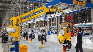 Dây chuyền lắp ráp xe máy điện VinFast nằm trong khu tổ hợp sản xuất ở Hải Phòng. (Nguồn VINFAST) 