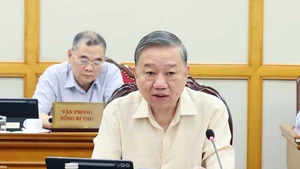 Tổng Bí thư Tô Lâm phát biểu tại cuộc họp. (Ảnh: TTXVN)