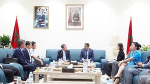 Phó Chủ tịch Quốc hội Nguyễn Đức Hải và Phó Thủ tướng Chính phủ Lê Thành Long cùng Đoàn đại biểu đã thăm, làm việc tại thành phố Tangier. (Ảnh: VĂN CHÚC)