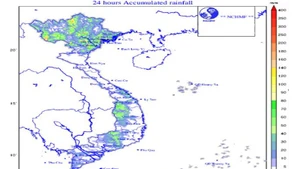 Bản đồ dự báo lượng mưa tích lũy 24 giờ.