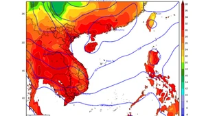 Bản đồ dự báo nhiệt độ cao nhất trong 24 giờ tới.