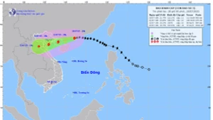 Bản đồ dự báo quỹ đạo và cường độ bão số 3 phát lúc 20 giờ ngày 20/7.