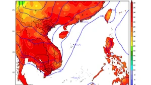 Bản đồ dự báo nhiệt độ cao nhất trong 24 giờ tới.