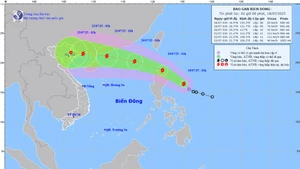 Bản đồ dự báo quỹ đạo và cường độ bão Wipha lúc 2 giờ ngày 18/7.