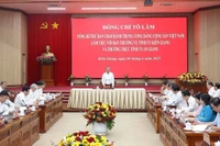 Tổng Bí thư Tô Lâm phát biểu chỉ đạo tại cuộc làm việc với Ban Thường vụ Tỉnh ủy Kiên Giang và Thường trực Tỉnh ủy An Giang. (Ảnh: Thống Nhất/TTXVN)
