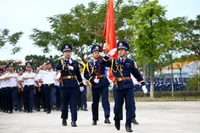 Khối quân kỳ quyết thắng trong Lễ ra quân huấn luyện năm 2026 của Vùng Cảnh sát biển 3. 