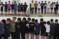 Các đối tượng trong nhóm gây rối trật tự công cộng ngày 8/6 bị bắt giữ. (Ảnh: Công an Nghệ An)