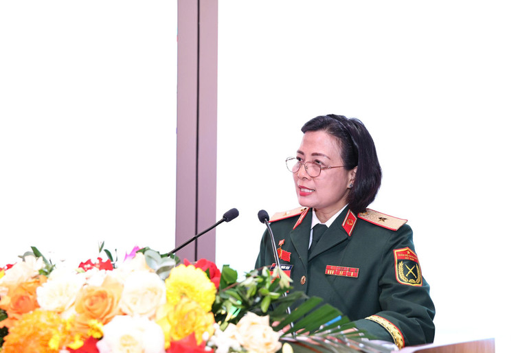 Thiếu tướng Phó Giáo sư, Tiến sĩ, Thầy thuốc Ưu tú Nguyễn Hoàng Ngọc, Bí thư Đảng ủy Bệnh viện Trung ương Quân đội 108 phát biểu tại đại hội. z6918775290866-676959e96933c3c44b602615af9aea92.jpg