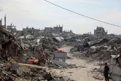 Khung cảnh đổ nát do xung đột ở phía bắc Dải Gaza. (Ảnh: TÂN HOA XÃ)