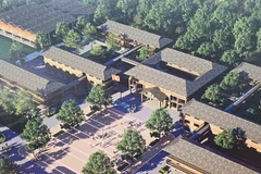 Phối cảnh thiết kế Trường liên cấp Si Pa Phìn hiện đang được xây dựng tại xã biên giới Si Pa Phìn, tỉnh Điện Biên.