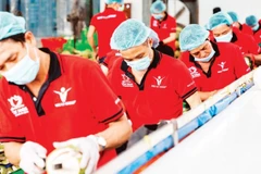 Sơ chế dừa xuất khẩu tại Công ty Vina T&T Group. (Ảnh: MINH ANH)