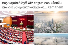 Bài viết "Đại hội Đảng XIV: Niềm tin và khát vọng phát triển" trên tờ Pasaxon. (Ảnh: Xuân Tú/TTXVN)