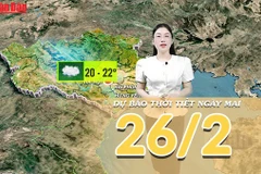 [Video] Dự báo thời tiết đêm nay và ngày mai 26/2/2026: Rãnh gió Tây gây dông mạnh ở Bắc Bộ