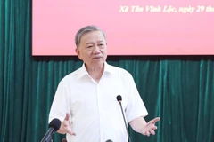 Tổng Bí thư Tô Lâm phát biểu tại buổi làm việc với Ban Thường vụ Đảng ủy xã Tân Vĩnh Lộc, Thành phố Hồ Chí Minh. (Ảnh: THỐNG NHẤT/TTXVN)