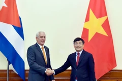 Thứ trưởng Thường trực Ngoại giao Nguyễn Minh Vũ và Thứ trưởng Thứ nhất Bộ Ngoại giao Cuba Gerardo Peñalver Portal. (Ảnh: BNG)