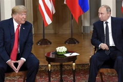 Tổng thống Mỹ Donald Trump và Tổng thống Nga Vladimir Putin tại một sự kiện ở Helsinki năm 2018. (Ảnh: Tân Hoa xã)