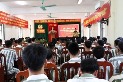 Quang cảnh Lễ công bố tại trại giam Công an tỉnh Quảng Ninh.