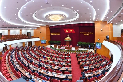 Bế mạc Hội nghị lần thứ 12 Ban Chấp hành Trung ương Đảng khóa XIII. (Ảnh ĐĂNG KHOA)