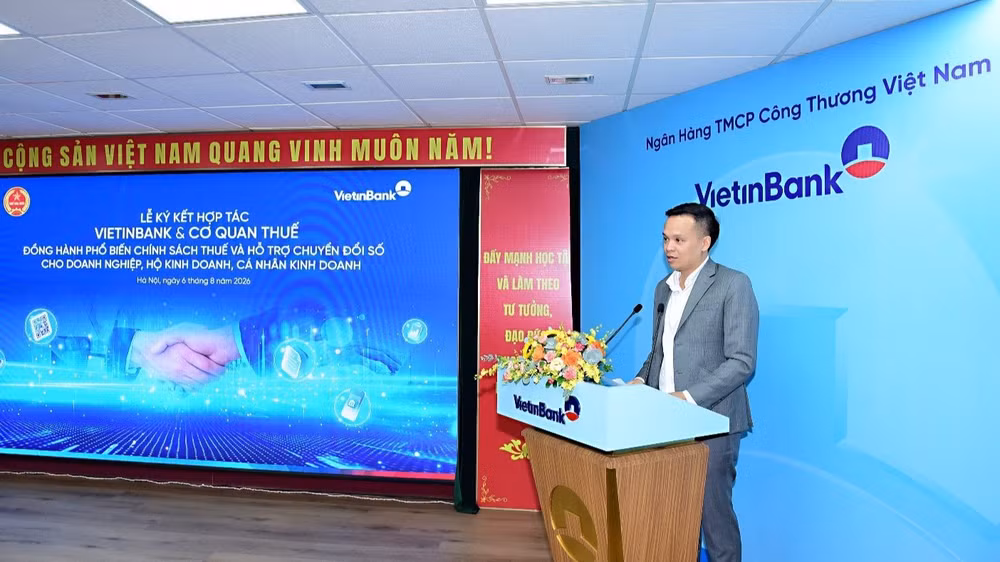 Ông Nguyễn Trần Mạnh Trung, Thành viên Hội đồng Quản trị, Tổng Giám đốc VietinBank phát biểu tại buổi lễ. (Ảnh: Ban Tổ chức)