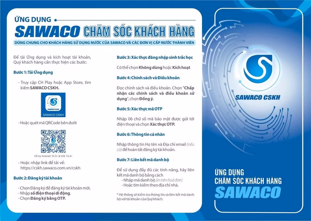 Người dùng chỉ cần tải App trên điện thoại, liên kết mã danh bộ để quản lý toàn bộ giao dịch liên quan đến dịch vụ cấp nước